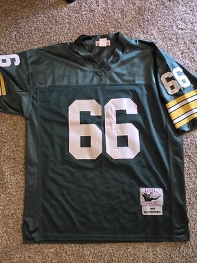 Mitchell & Ness Green and Gold Football Jersey #66